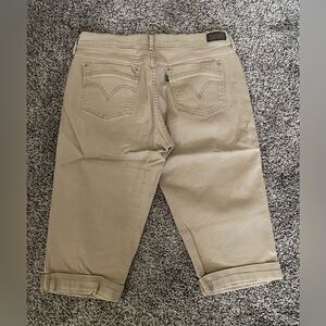 Levis Jeans Khaki Capri 14 Stretch Denim Rolled Cuff Tan